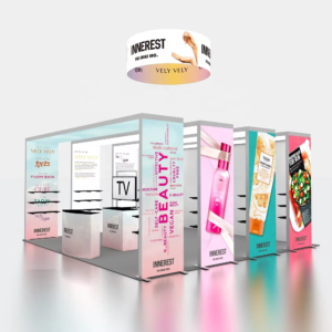 Eyecatching Modern 20x20 Aluminum Seg Full Color Print Modular Reusable Arch Display Shelves Backlit Booth Trade Show